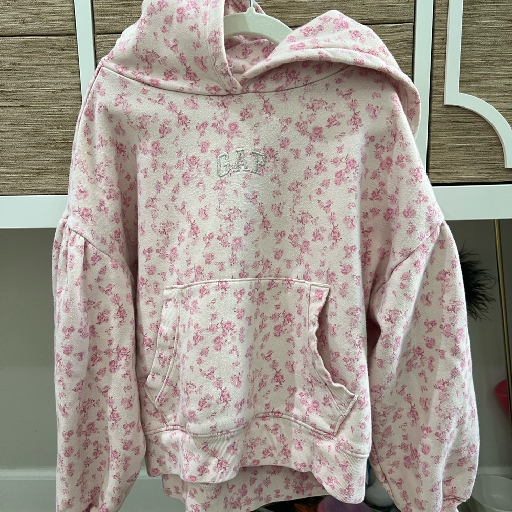 LoveShackFancy Pink Floral Hoodie Sweatshirt